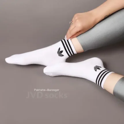 جوراب نیم ساق طرح آدیداس کش انگلیسی سفید