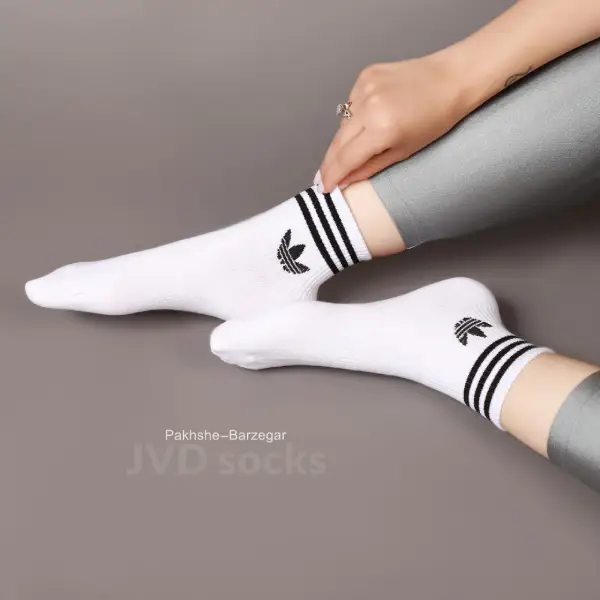 جوراب نیم ساق طرح آدیداس کش انگلیسی سفید
