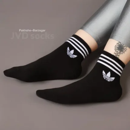 جوراب نیم ساق طرح آدیداس کش انگلیسی مشکی