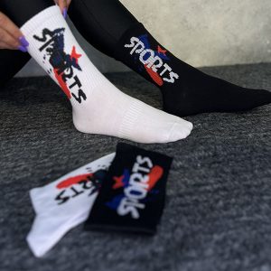 جوراب ساقدار اسپرت sports مشکی سفید