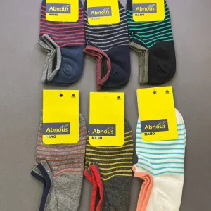 جوراب زیر قوزکی پنجه گیری شده راه راه ریز برند آبنوس